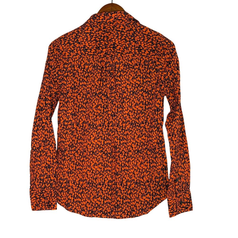 J. Crew Tulip Popover Long Sleeve Collard Half Button Up Shirt S Blue Orange - Picture 14 of 15